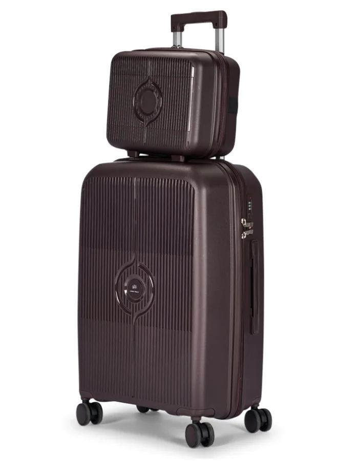 LIMRA Travel Bags 4-Piece Hard Shell Luggage Set Durable Polypropylene Suitcases with Spinner Wheels Brown